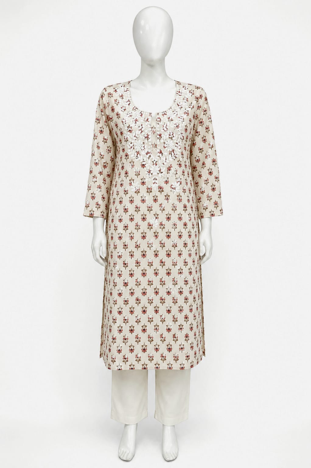 Kurti Top printed with handwork embroidery