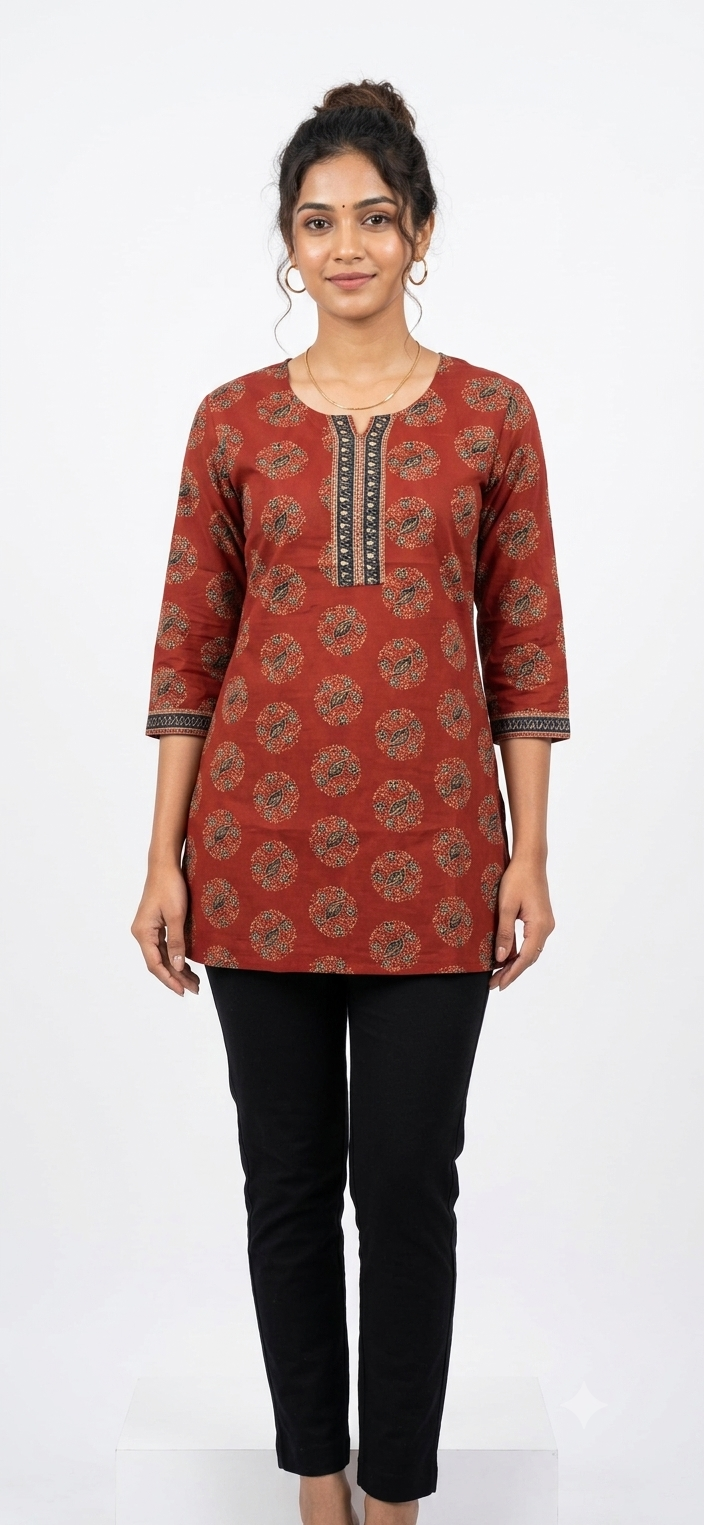 Printed Cotton Short Kurti Tunic Top