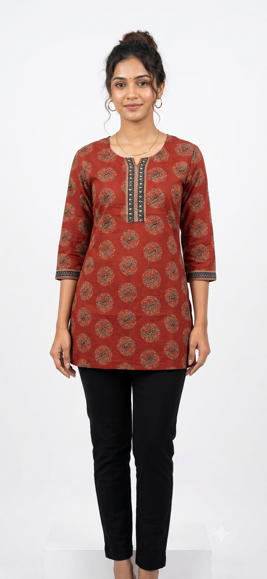 Printed Cotton Short Kurti Tunic Top