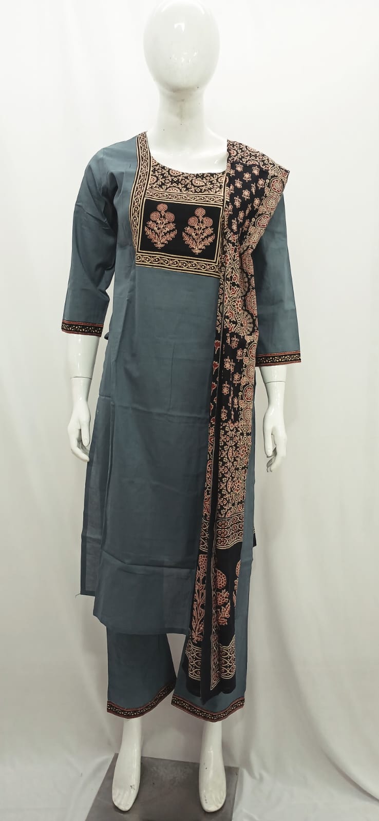 Traditional Block-Print Inspired 3-Piece Kurta Set Collection