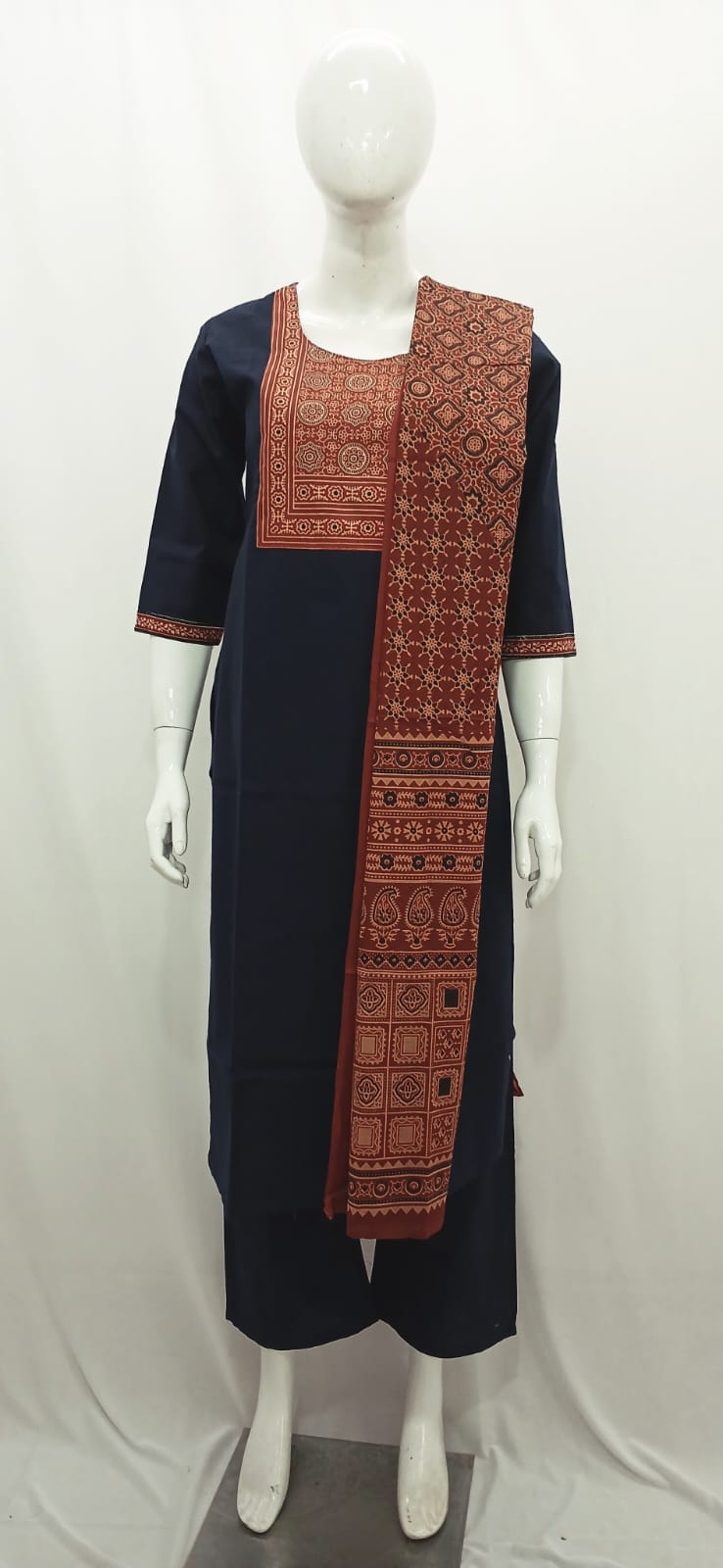 Traditional Block-Print Inspired 3-Piece Kurta Set Collection