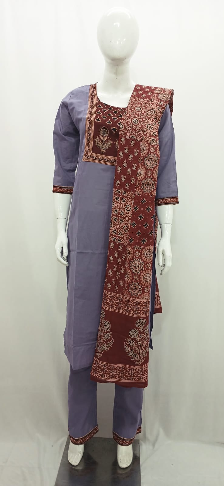 Traditional Block-Print Inspired 3-Piece Kurta Set Collection