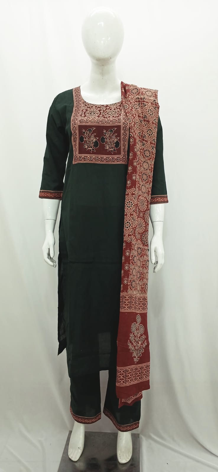 Traditional Block-Print Inspired 3-Piece Kurta Set Collection