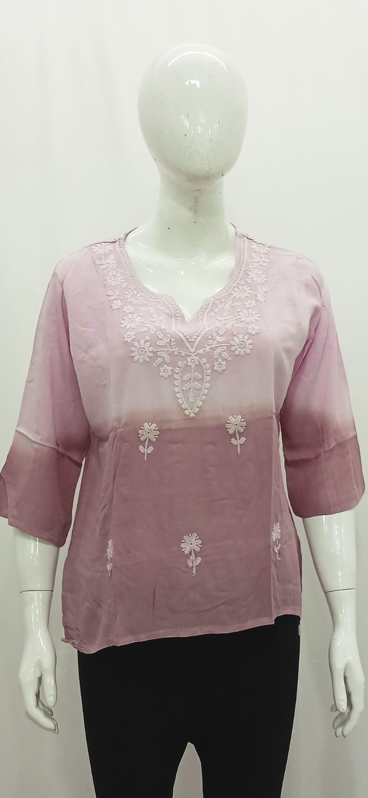 Ombré Chikankari Embroidered Short Kurti Collection