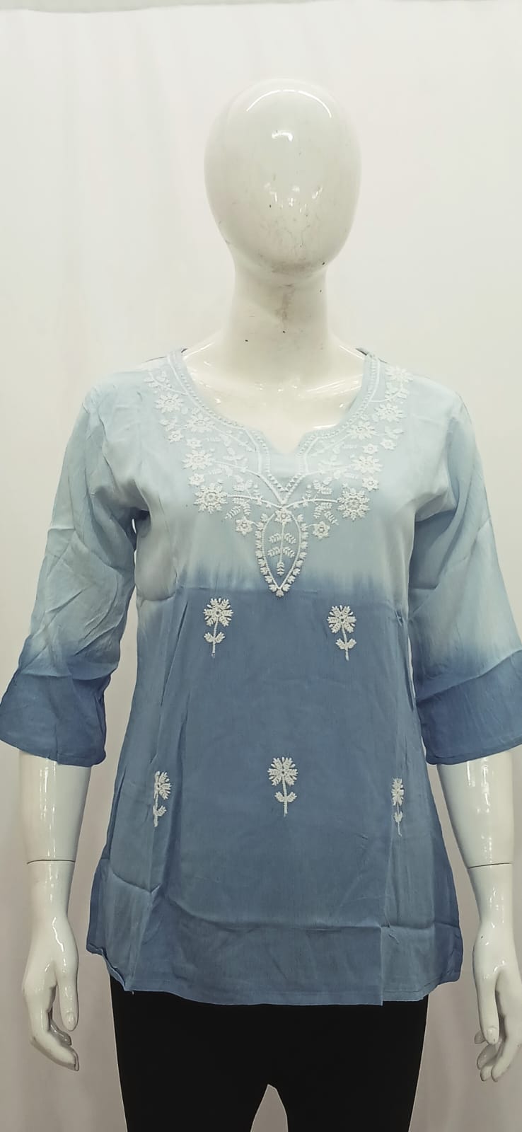 Ombré Chikankari Embroidered Short Kurti Collection