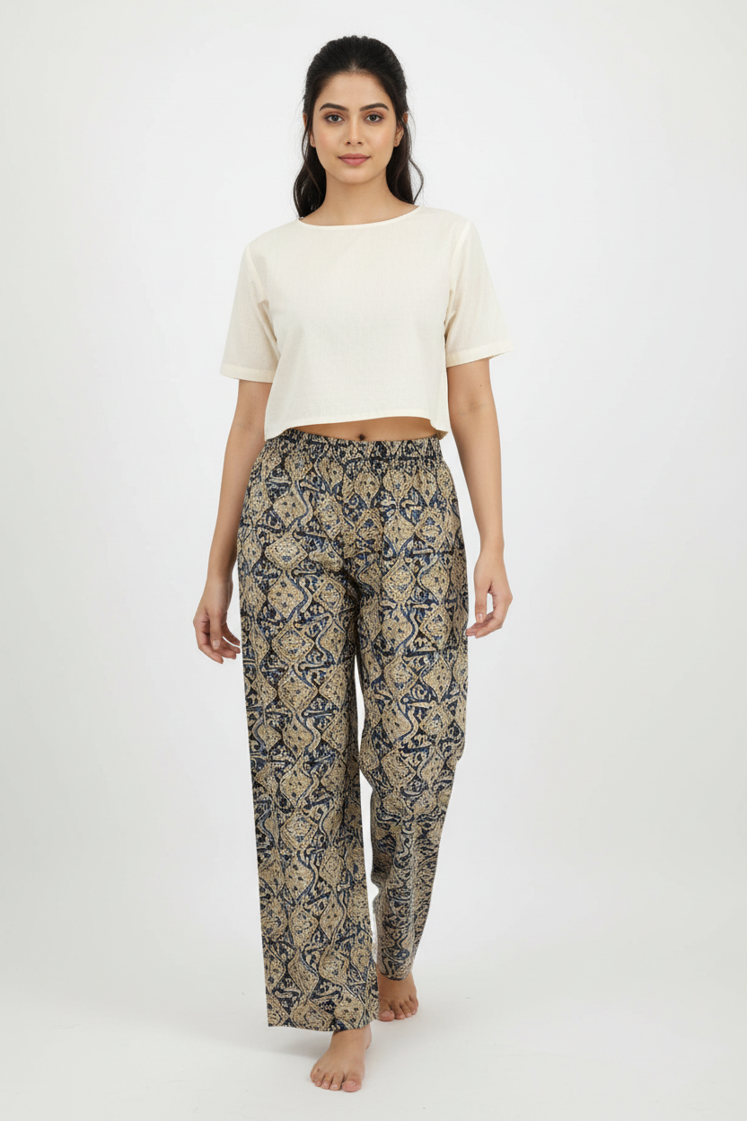 Artisan Block-Print Cotton Palazzo & Straight Pants Collection