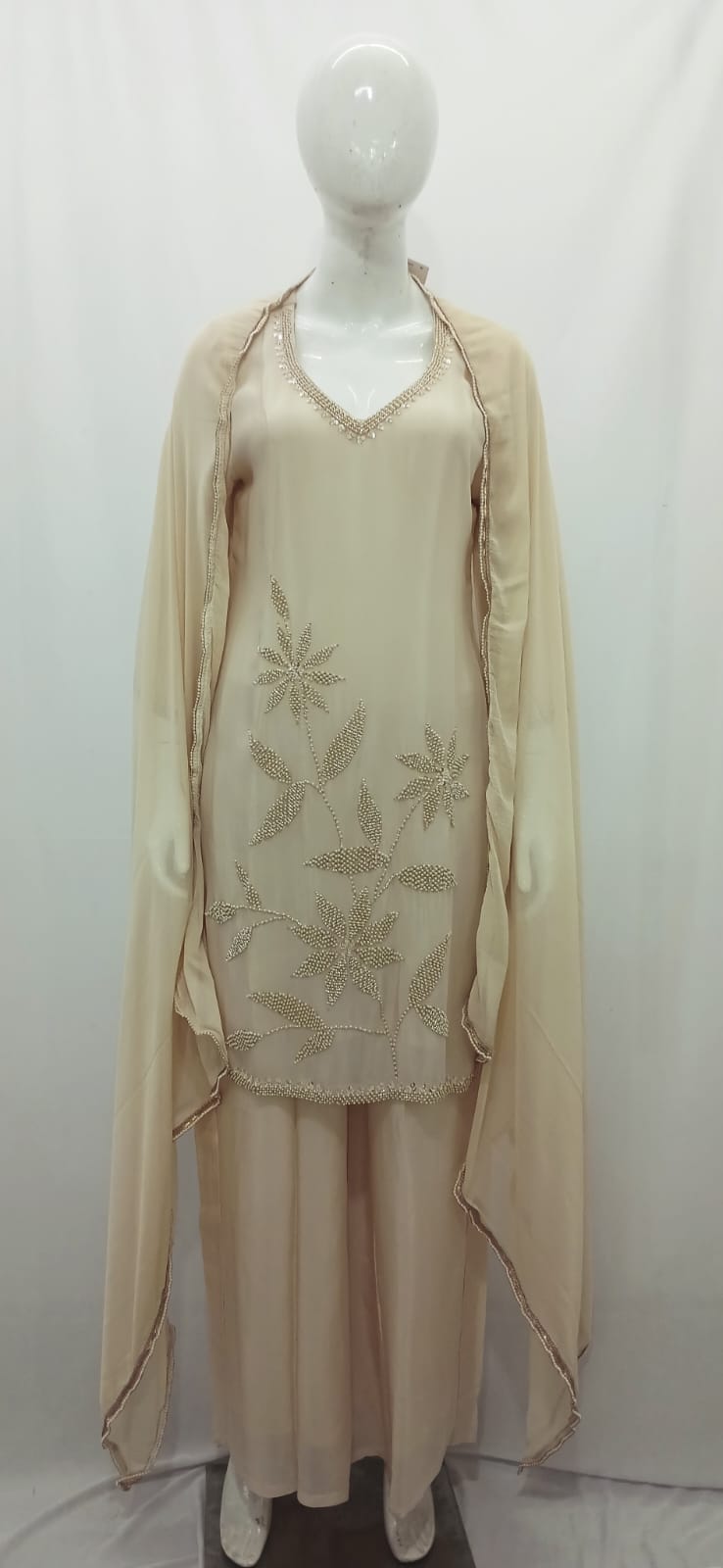 Elegant Embroidered 3-Piece Shrug & Palazzo Set