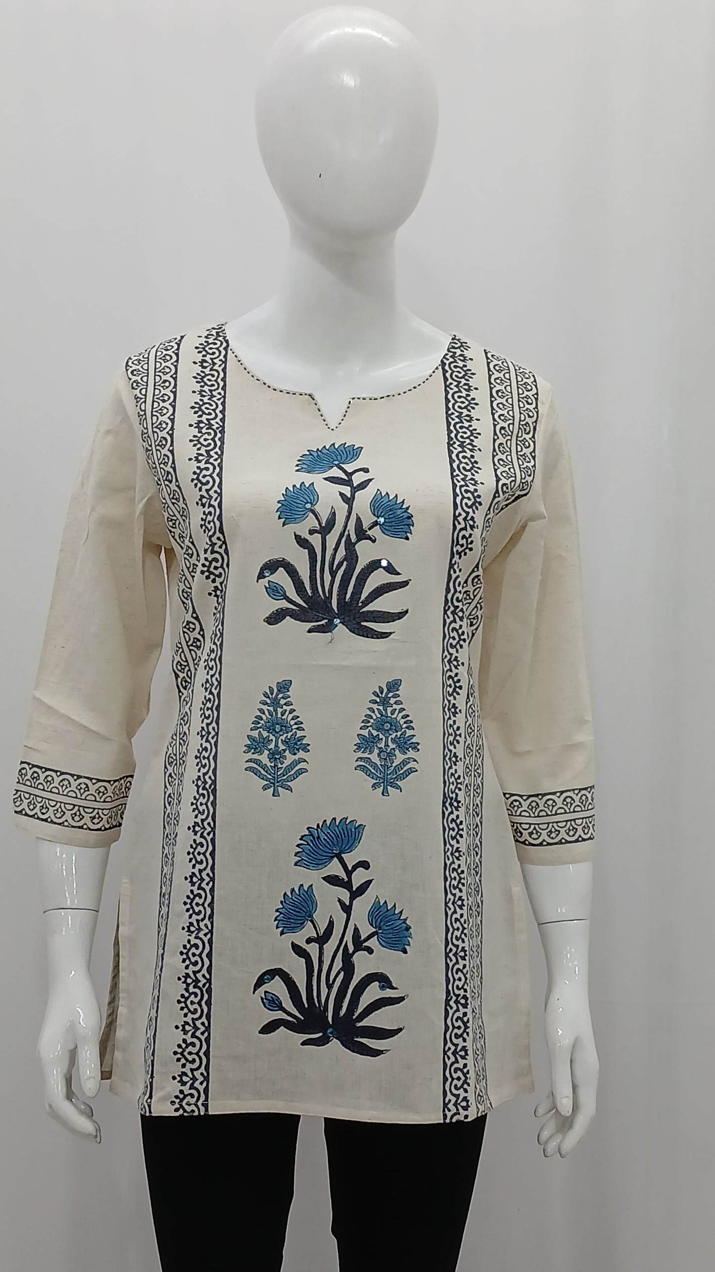 Premium Cotton Block Print Smart Short Kurti