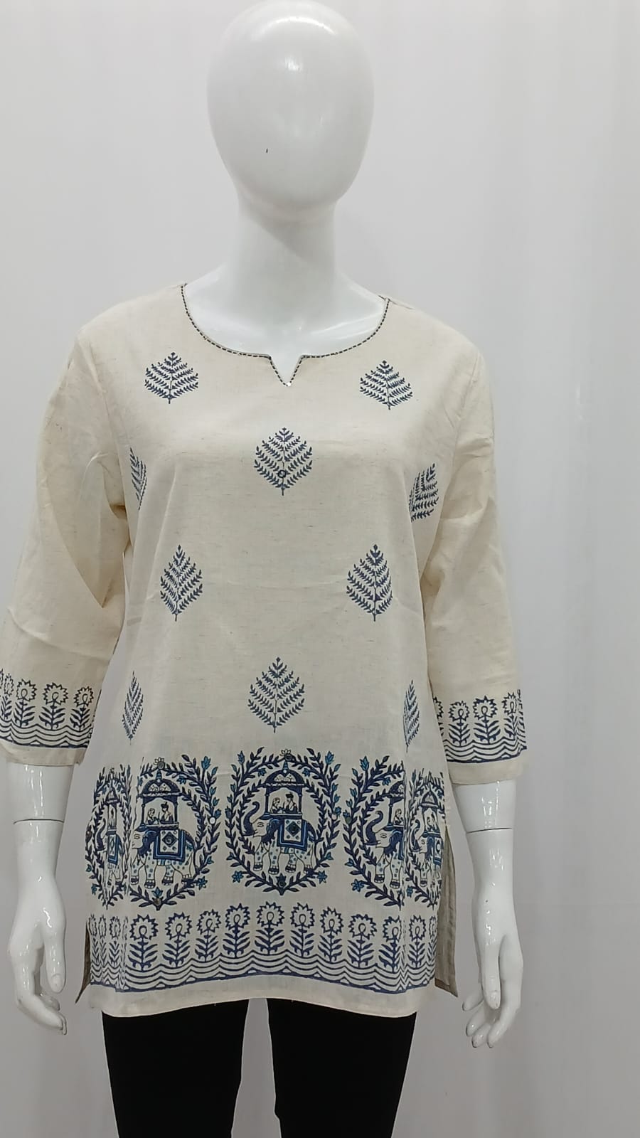 Premium Cotton Block Print Smart Short Kurti