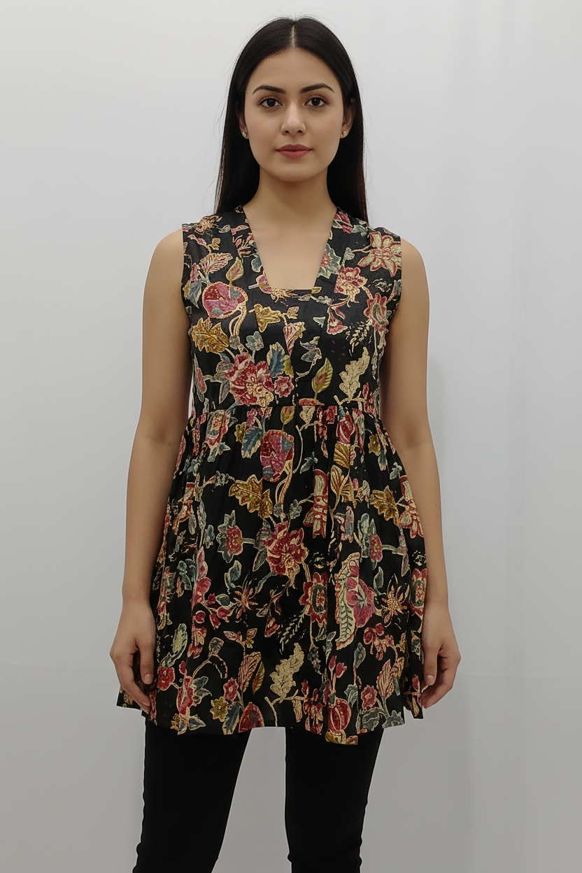 Cotton Sleeveless Short Kurti