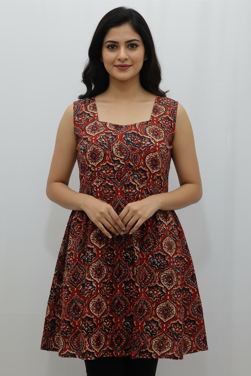 Cotton Sleeveless Short Kurti