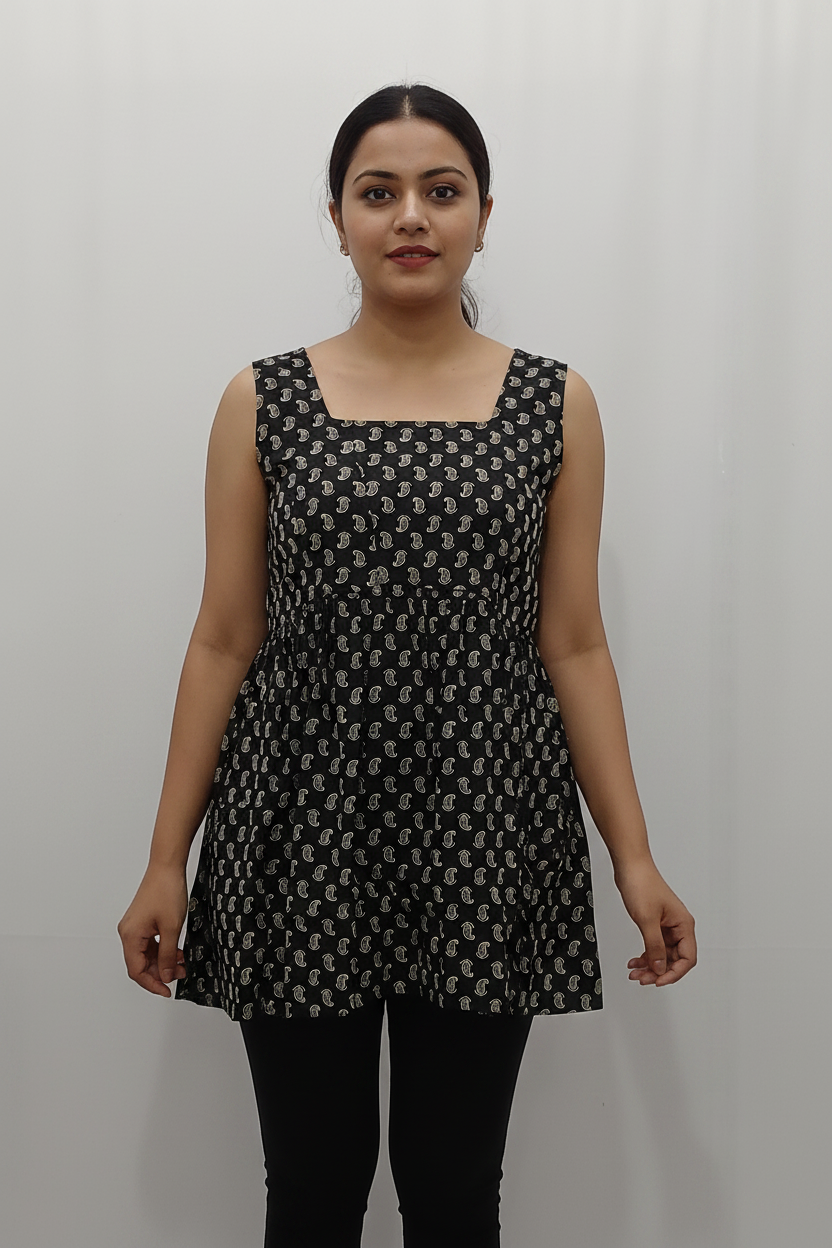 Cotton Sleeveless Short Kurti