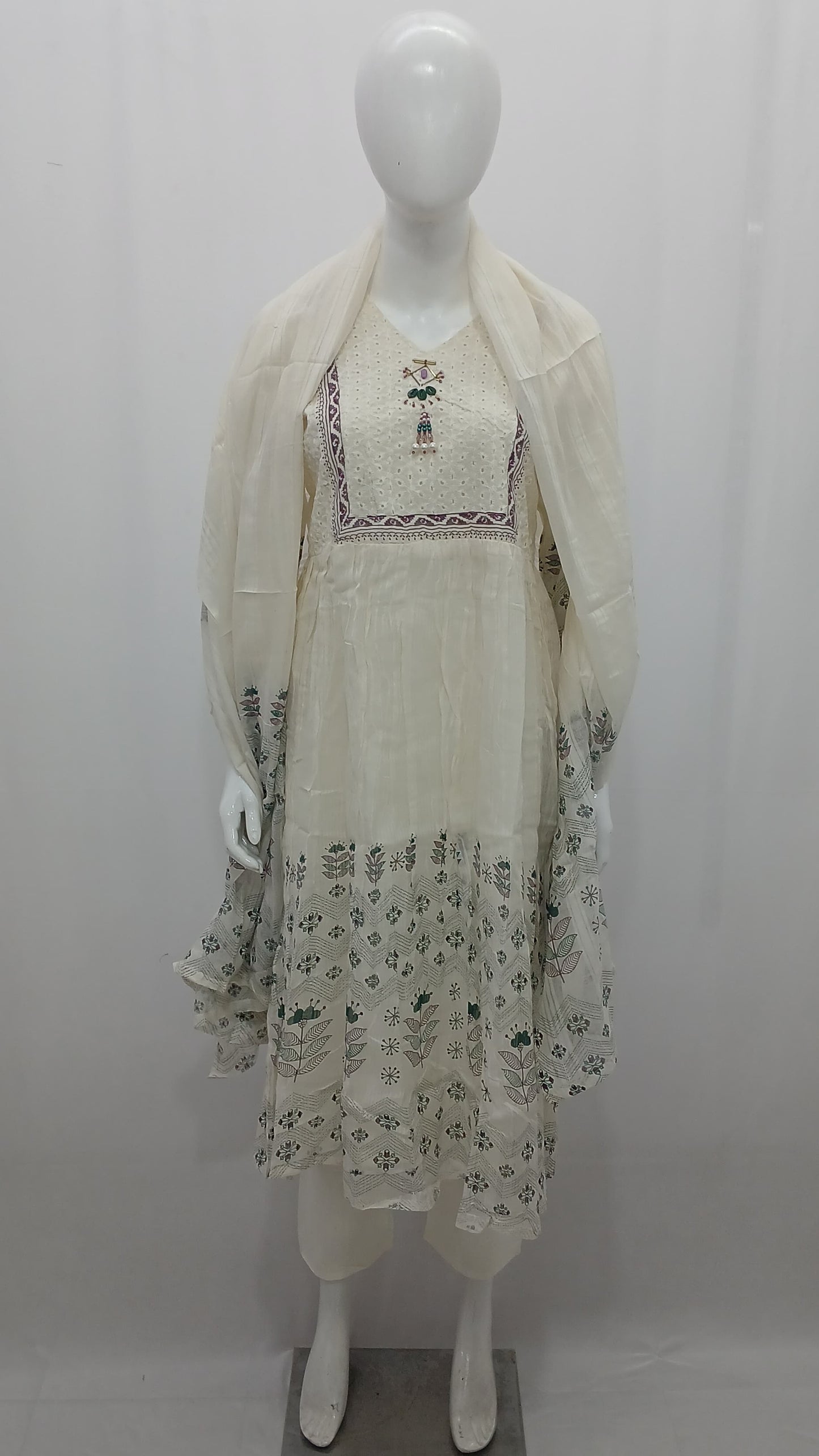 Mul Cotton 3-Piece Kurti Set