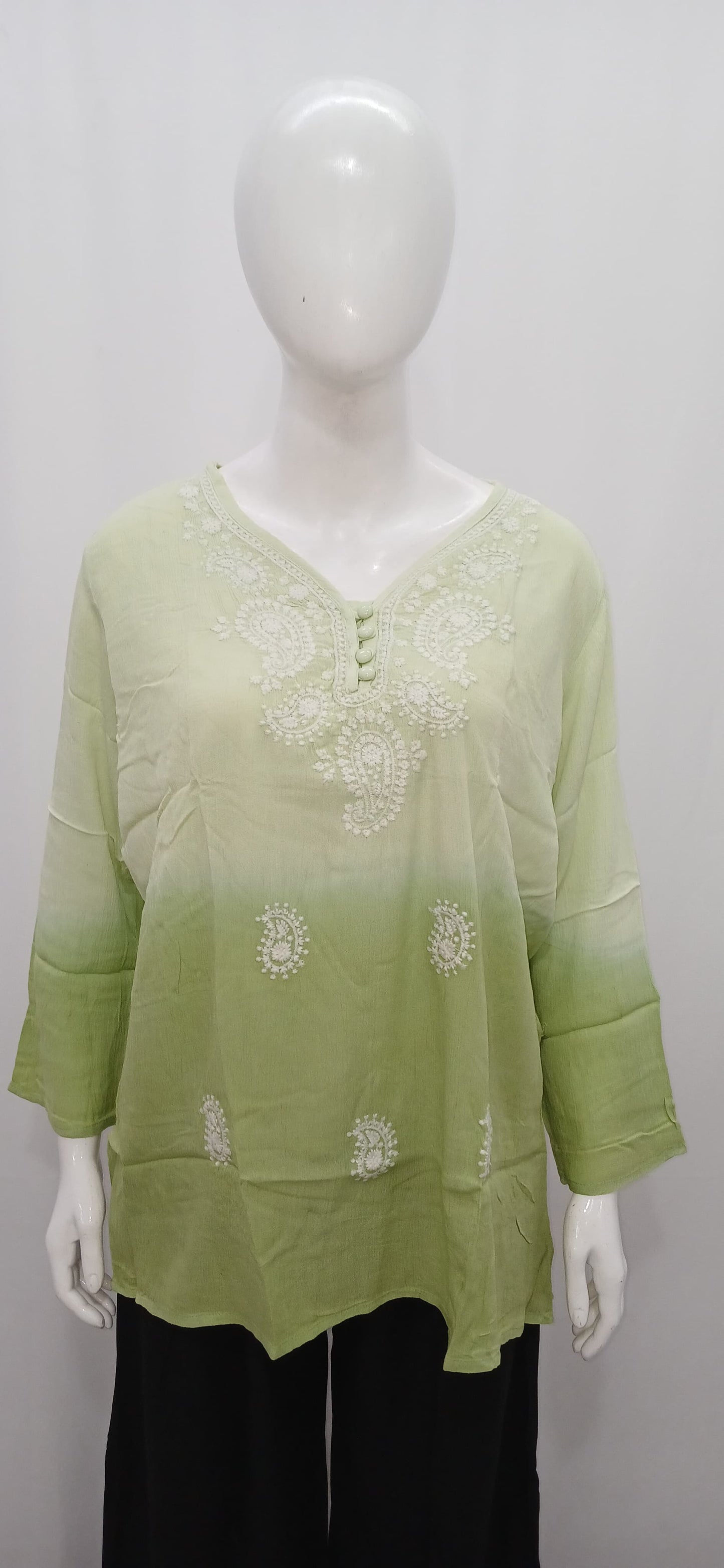 Ombre Chikankari Embroidered Short Kurti Top