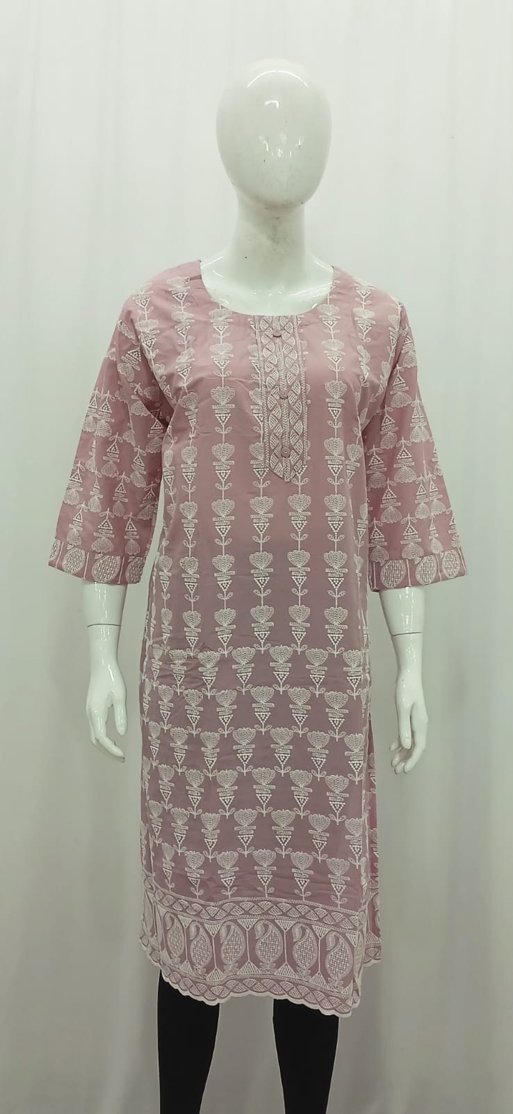 Blush Pink Handblock Print Cotton Kurti