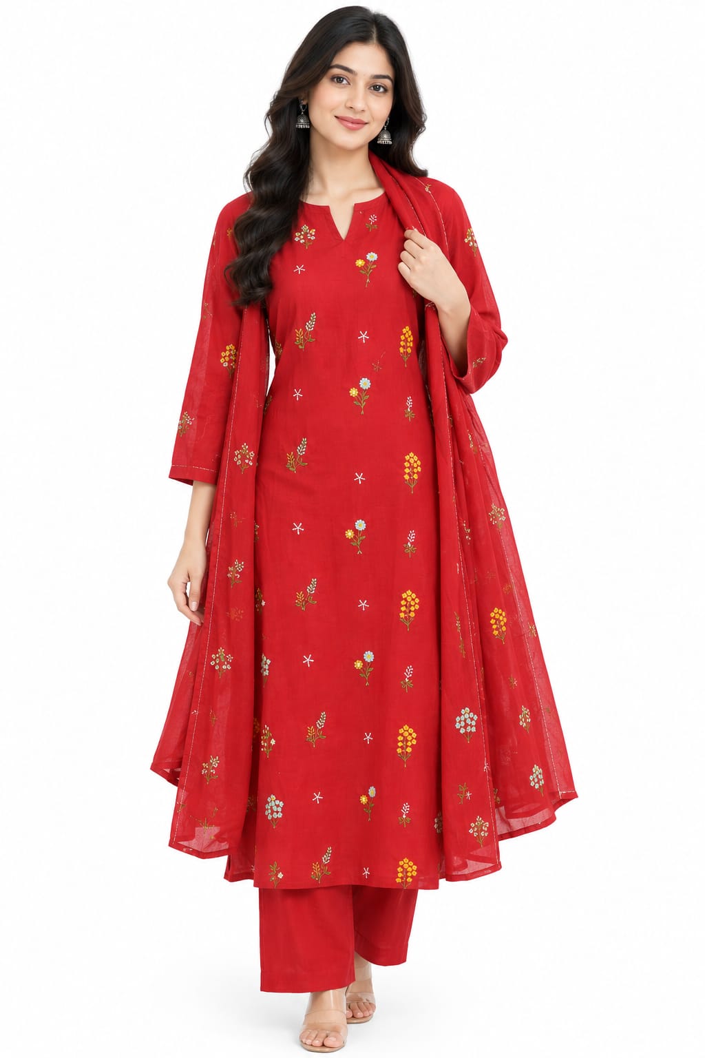 Red Kurti Set