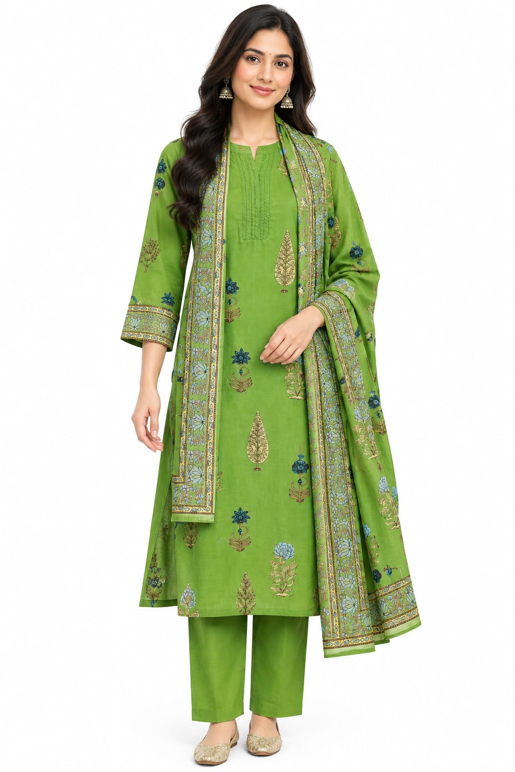 Mul Mul Cotton kurti set